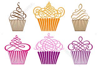 Set of cupcakes, vector