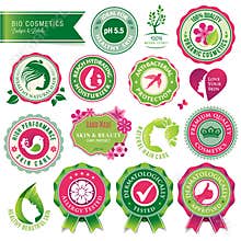 Set of cosmetics badges and labels