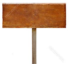 Wood sign board on white background