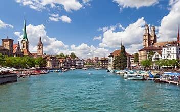 Zurich and river Limmat, Switzerland