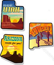 Utah, Arizona and New Mexico Travel Stickers
