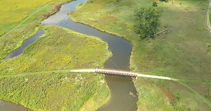 Aerial view of kayaker in Glacial Park Conservation Area