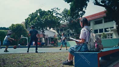 Quiet Study Time in a Lively Schoolyard