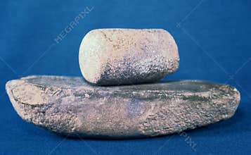 stone with unidentified ancient peruvian culture pre columbian mill for grinding grain and food and made by ancient moche