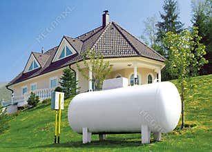 House with a gas tank