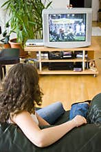 Girl watching tv