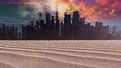 Desolate city. Apocalyptic landscape