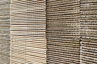 close up detail of folded and stacked packing cartons