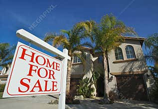 Home For Sale Sign & Home