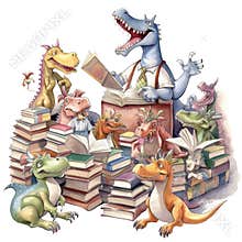 Dinosaur Classroom Teacher Student School Watercolor Sublimation Clipart