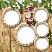 Christmas background with frames and Santa