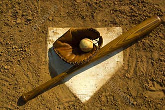 Vintage baseball on base