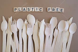 Plastic free picnic wooden cutlery