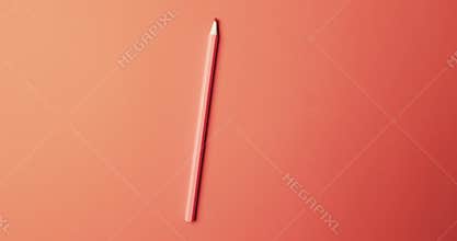 Overhead view of red crayon with copy space on red background, in slow motion