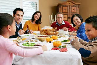 Multi Generation Family Celebrating Thanksgiving