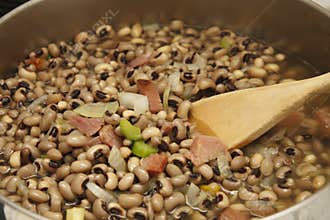 Black-eye Peas with Ham in Pot