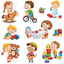 Children play with toys