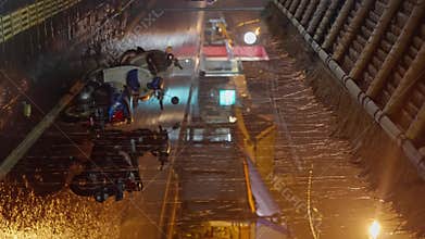 The Night Street during the Rain Wet Scooters on the Street Vertical Orientation