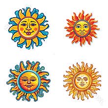 vibrant sun cartoon clip art set vector sticker