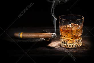 Whiskey and cigar