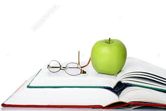 Apple with books