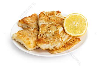 Fried in flour codfish on plate