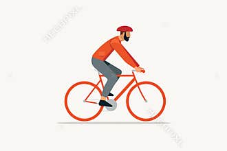 man riding bycicle vector flat minimalistic isolated illustration