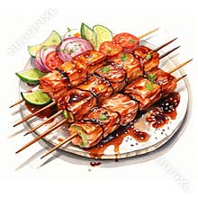 Aggressive Watercolor Food Illustrations With Hallyu Influence