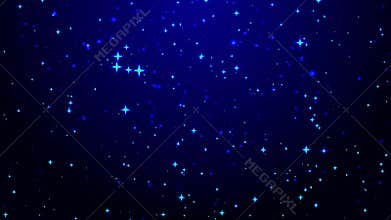 Glowing Stars Sparkle On blue Background. Shining Glitter Particles Motion Graphics.