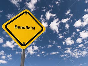 Beneficial traffic sign on blue sky