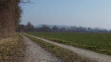 green meadows and dry fields in bavaria a sunny day Filmed in UHD 4k