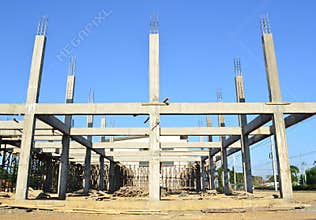 Building construct site and blue sky