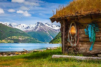 Geirangerfjord and village in More og Romsdal, Norway, Northern Europe