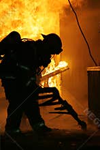 Firefighter Inside House