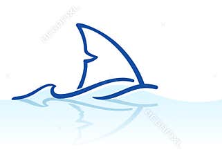 shark&#x27;s fin among a waves. Fin Shark above the water. Vector logo design template