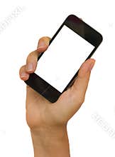 Hand holding a modern smart phone