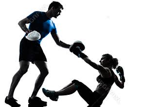 Man woman boxing training