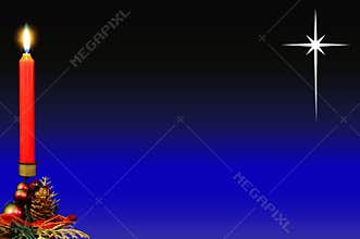 Red Christmas candle and star of Bethlehem.