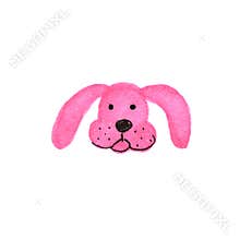 hand drawn cartoon dog head isolated on white background