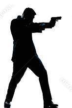Silhouette man full length shooting with gun
