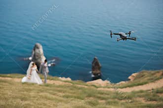 Drone Wedding shoots video for newlyweds.