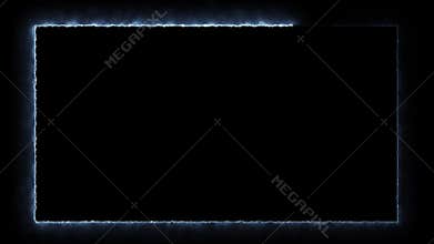 Animated neon film frame border isolated on black background. Futuristic laser light effect banner