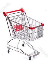 Empty shopping cart isolated on white