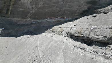 Aerial footage of Tibet's sacred rocky Mount Kailash consisting of black stones