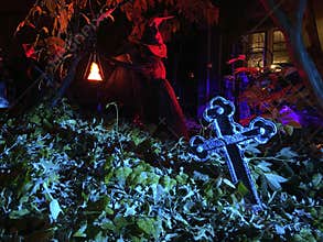 Red Witch and Cross on Halloween on October