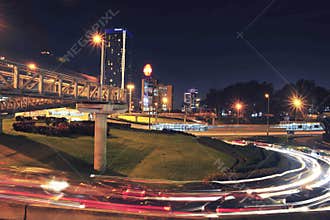 Lima, Peru view of Lima city skyline at night. San Isidro financial district with