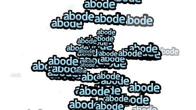 animated video scattered with the words ABODE on a yellow background