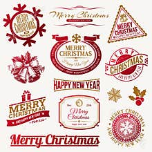 Christmas holidays emblems and labels