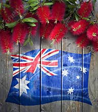 Australian Australia Anzac Day Flag Flowers Background