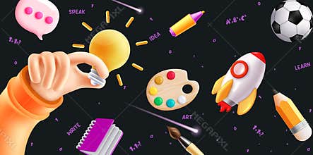 Education vector concept design. Back to school with educational elements for creative, artistic and fun learning